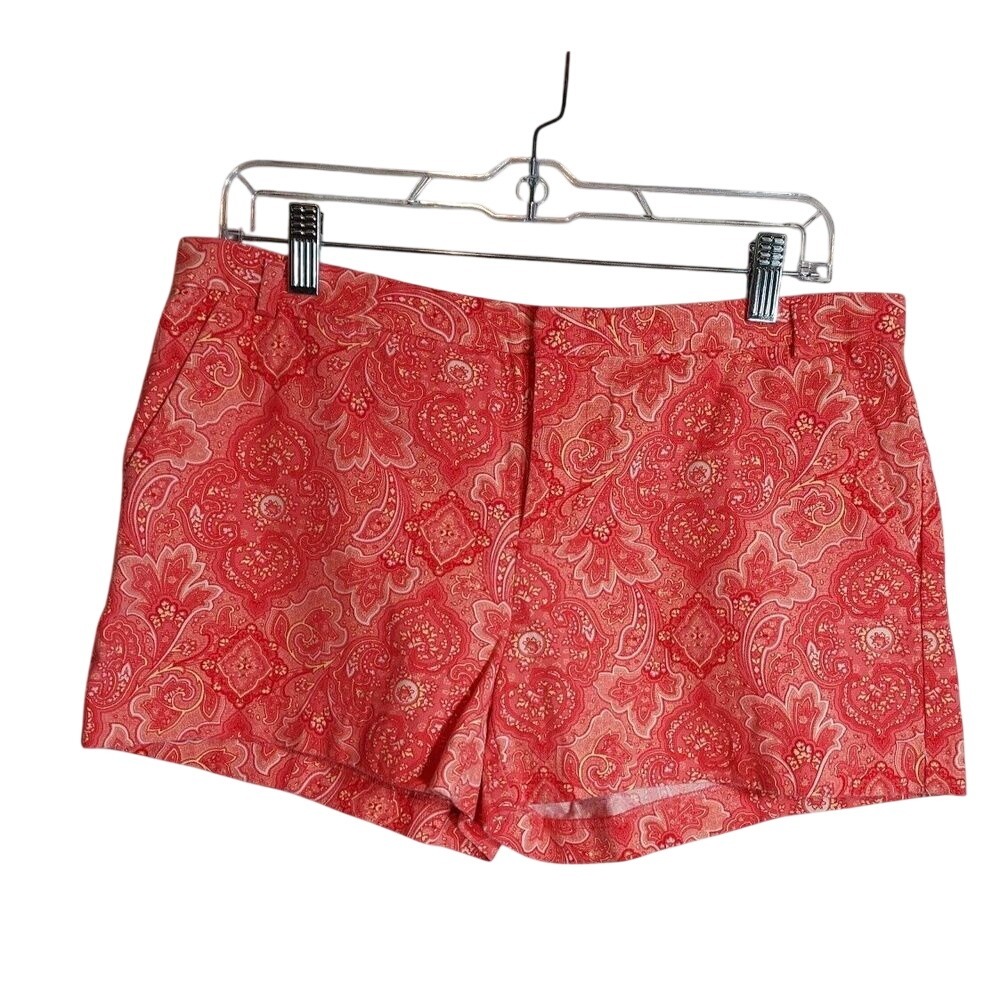 Gap Women Pink Orange Paisley Cotton Slash Pocket Shorts Preppy Summer Coastal 6